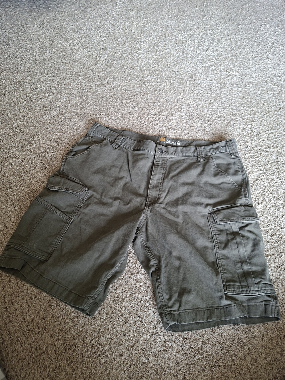 Carhartt Carpenter Shorts Mens 40 Brown Canvas Relaxed Fit Rugged Flex Rigby